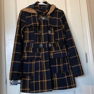 Navy/yellow plaid Peacoat for Junior (L)